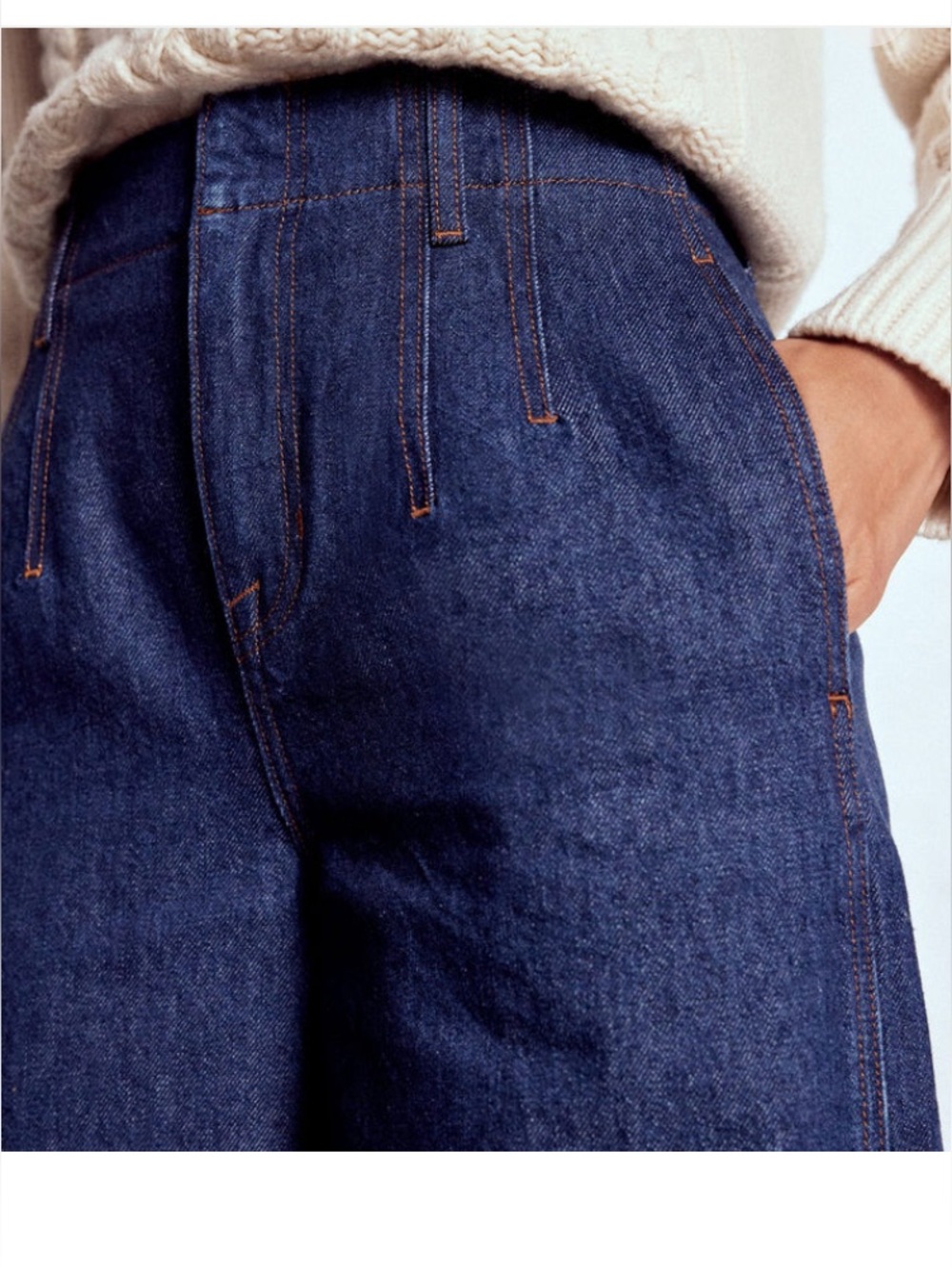 NWT BODEN Stitch Detail Wide Leg Jeans Indigo Dark Wash Size W31P - Picture 3 of 15